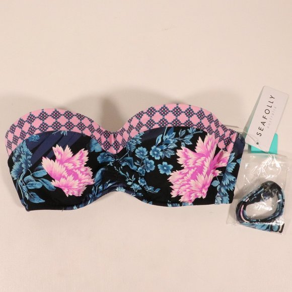 NWT Seafolly Moonflower Bustier Bandeau in Midnight - Picture 1 of 9